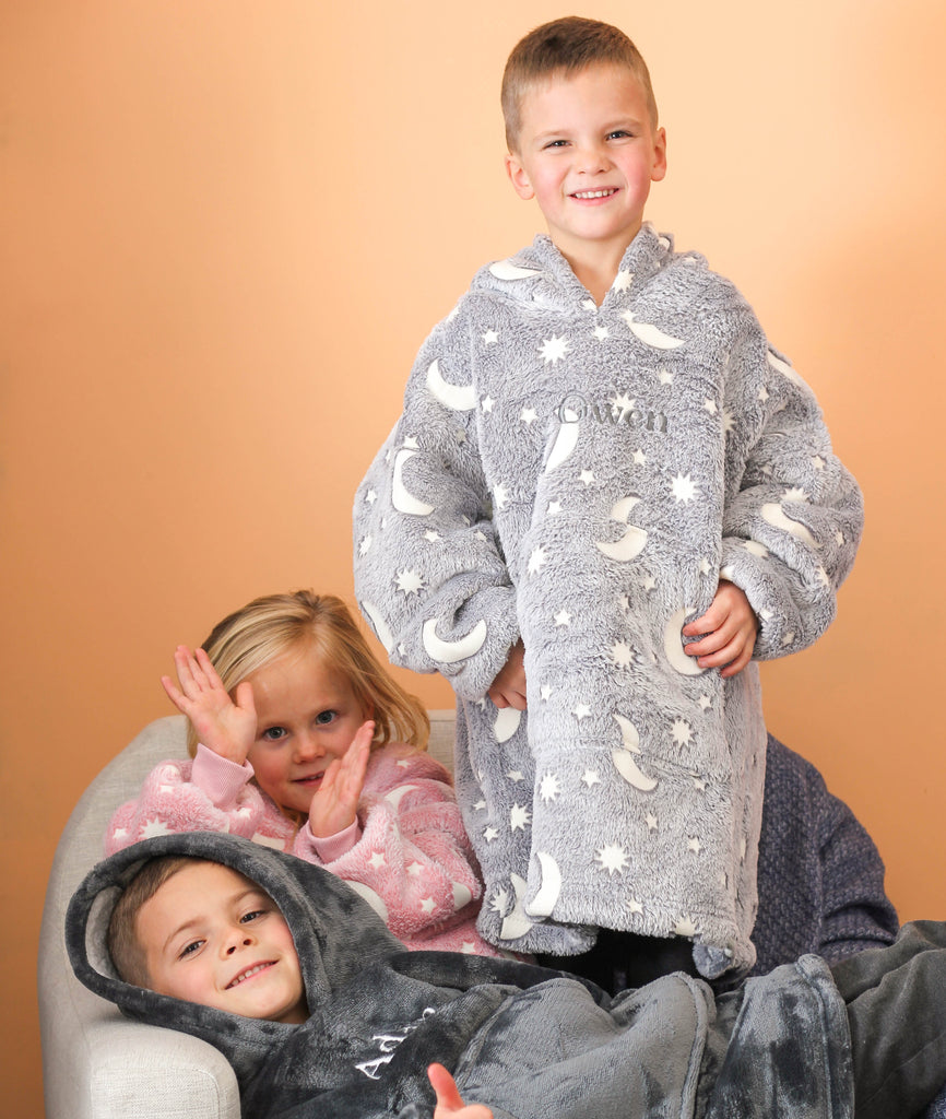 Personalised Glow In The Dark Kids Oversized Blanket Hoodie