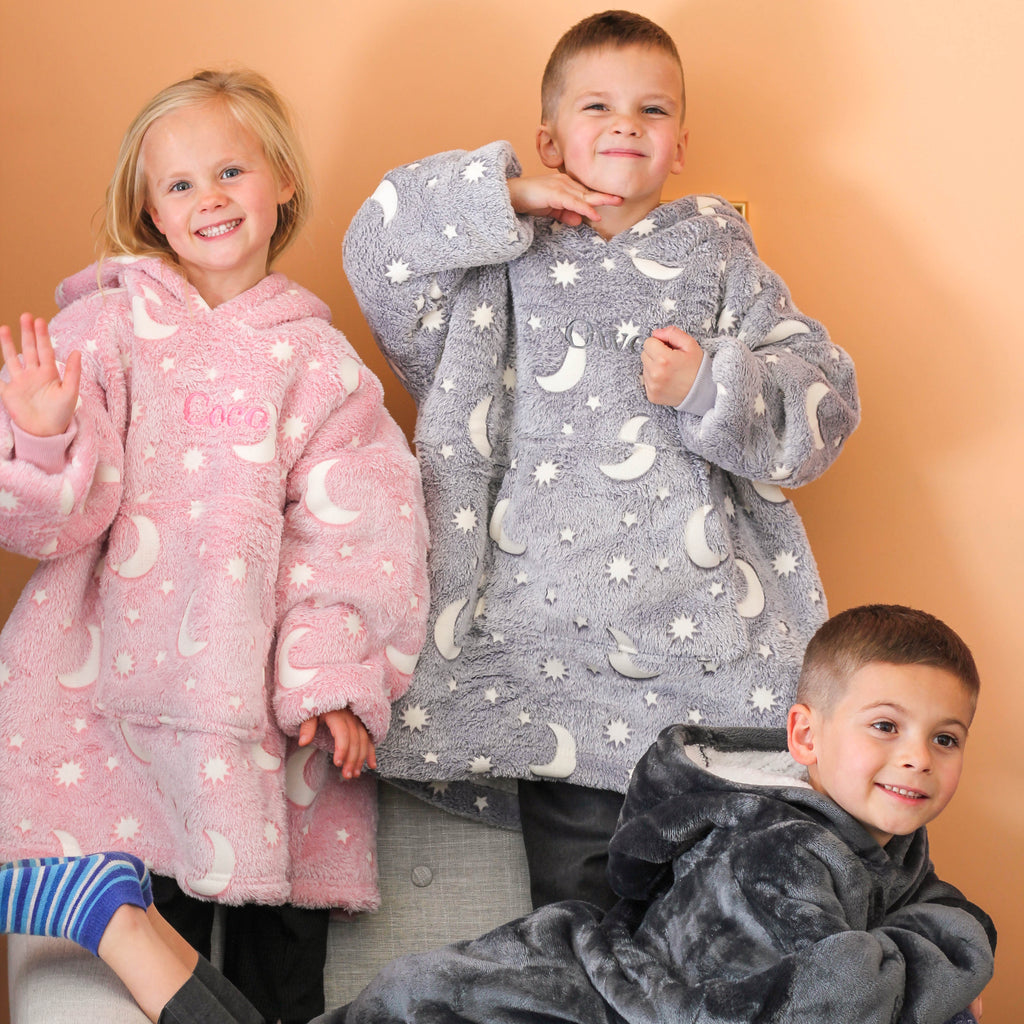 Personalised Glow In The Dark Kids Oversized Blanket Hoodie