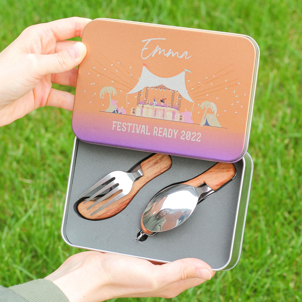 Personalised Music Festival Cutlery Tin Gift