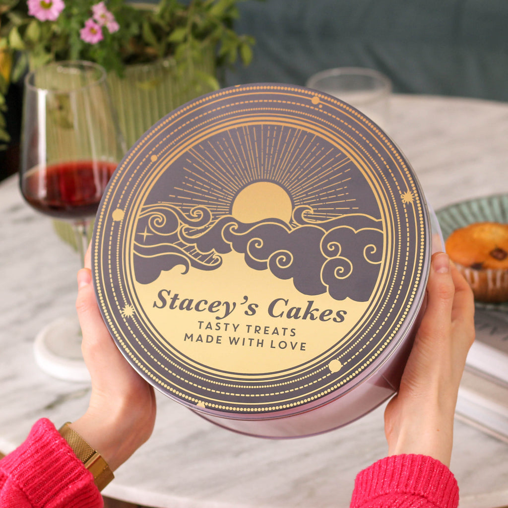 Personalised Sunrise Cake Tin Baking Gift For Her Small And Large Bundle