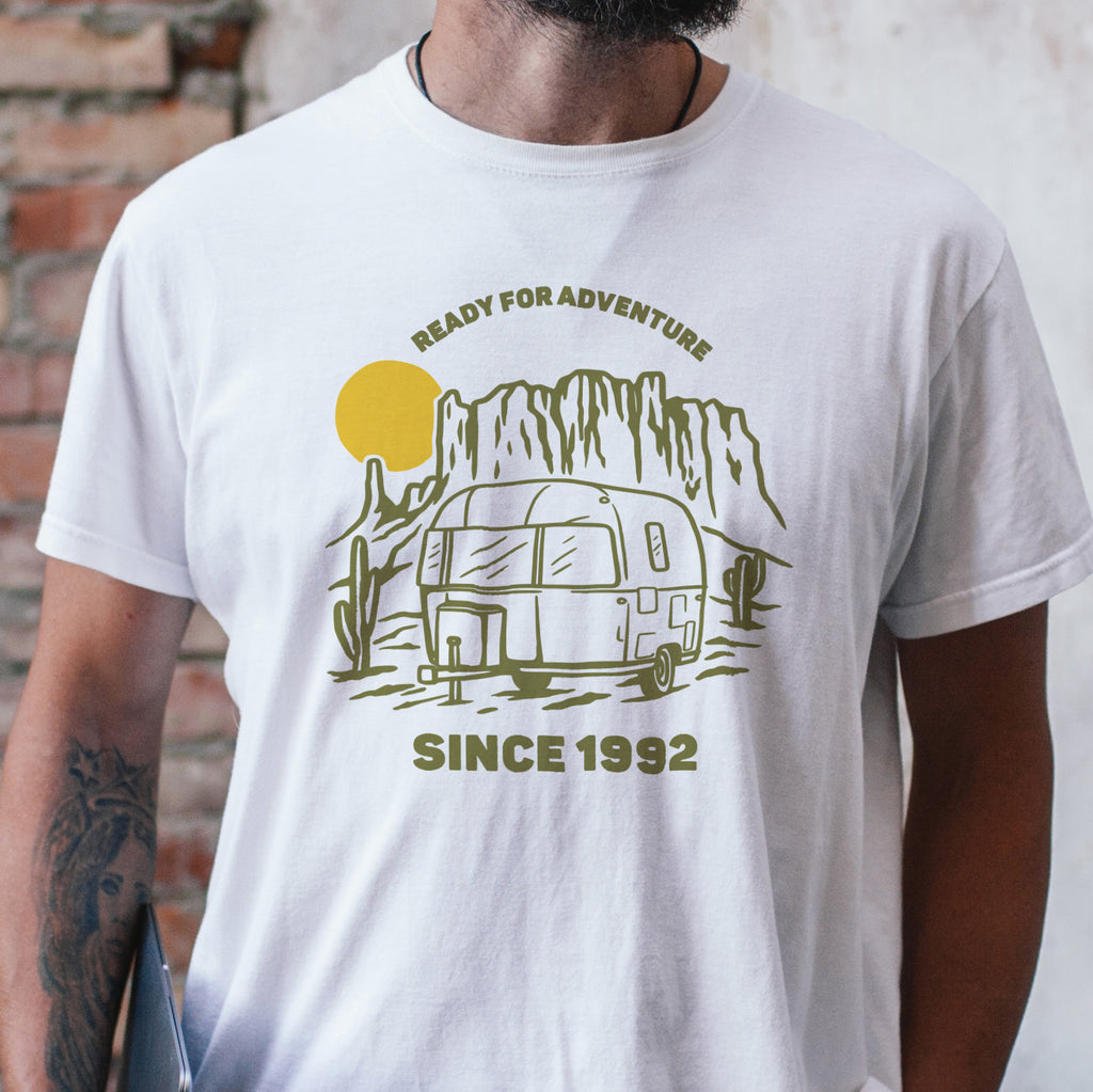 Personalised Caravan Adventure Travel T Shirt For Men