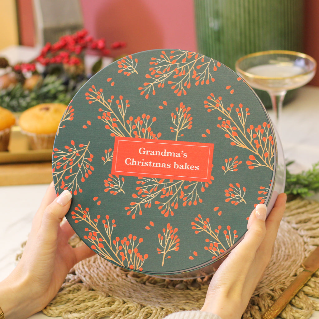 Personalised Christmas Floral Tin Gift For The Home Small And Large Bundle