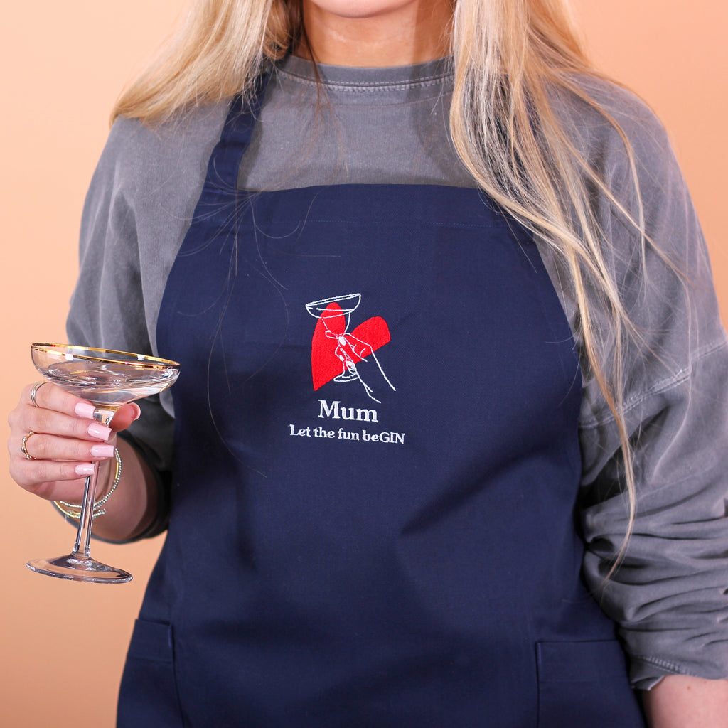 Personalised Mums Gin Love Heart Apron Gift For Her