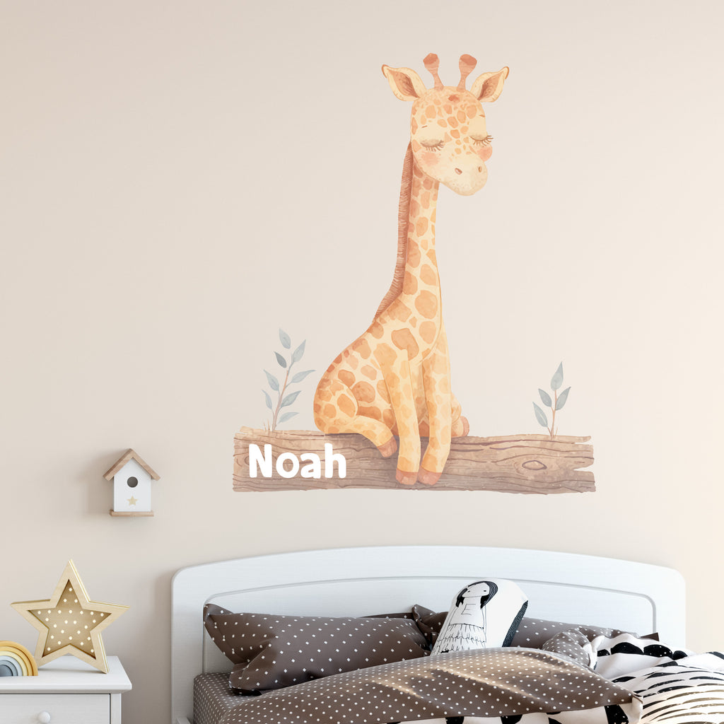 Personalised Giraffe Wall Sticker For Little Boy Or Girls Room Nursery Gift For Children