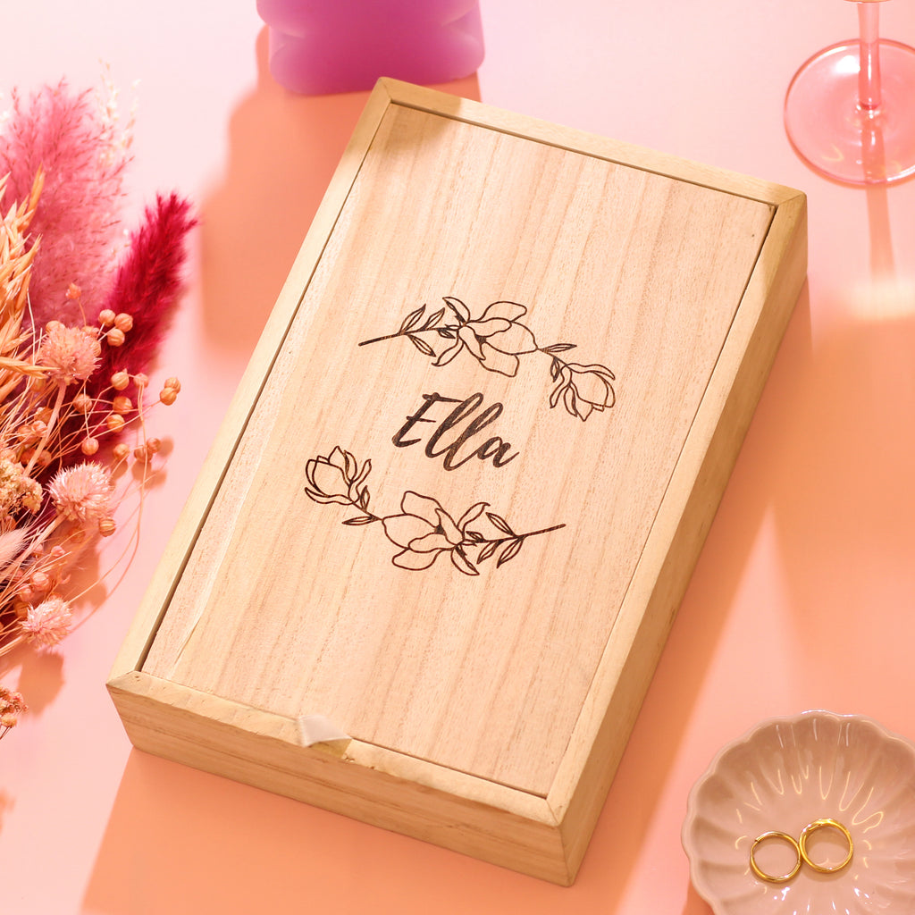 Personalised Floral Mirror Jewellery Box Travel Gift