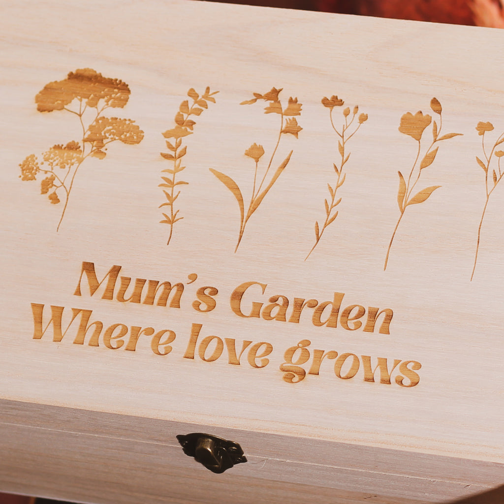 Personalised Flowers Keepsake Box For Special Friend Or Mothers Gardening Gift