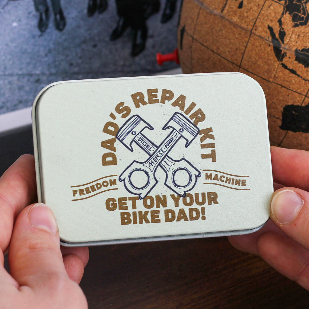 Personalised Bike Piston Credit Card Tool Gift Tin Set For Him