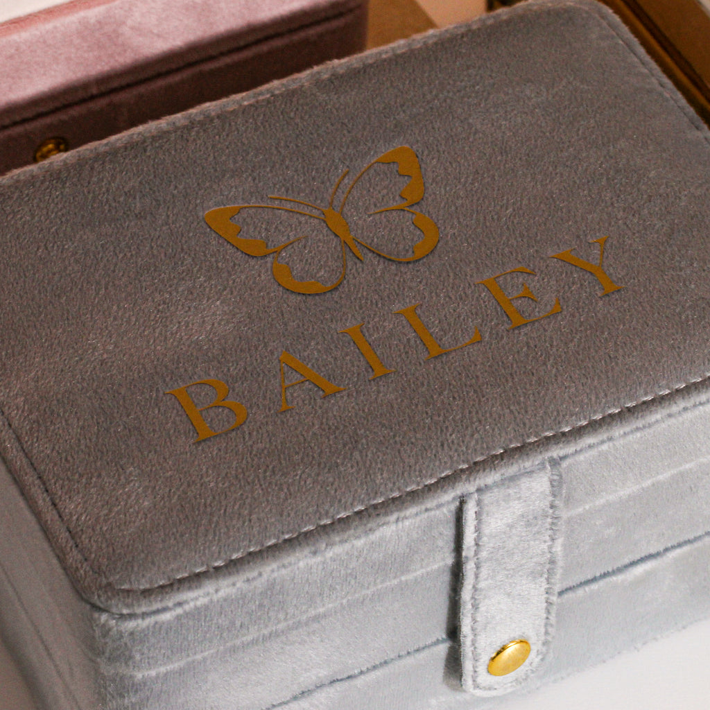 Personalised Velvet Butterfly Jewellery Box For Her