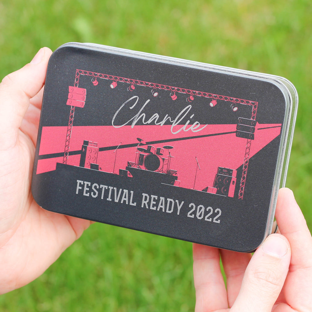 Personalised Rock Festival Cutlery Tin Travel Gift