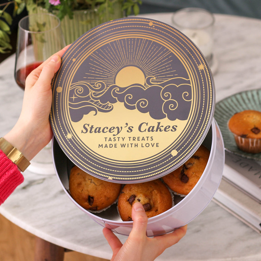 Personalised Sunrise Cake Tin Baking Gift For Her Small And Large Bundle