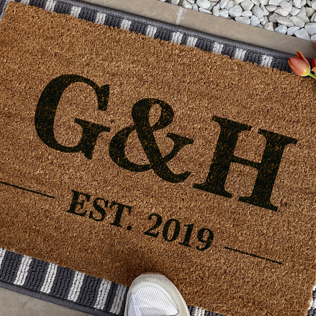 Personalsied Initials And Date Doormat House Warming Gift For New Home