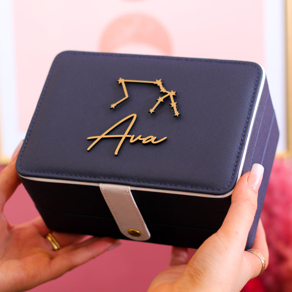 Personalised Gold Star Sign Jewellery Box