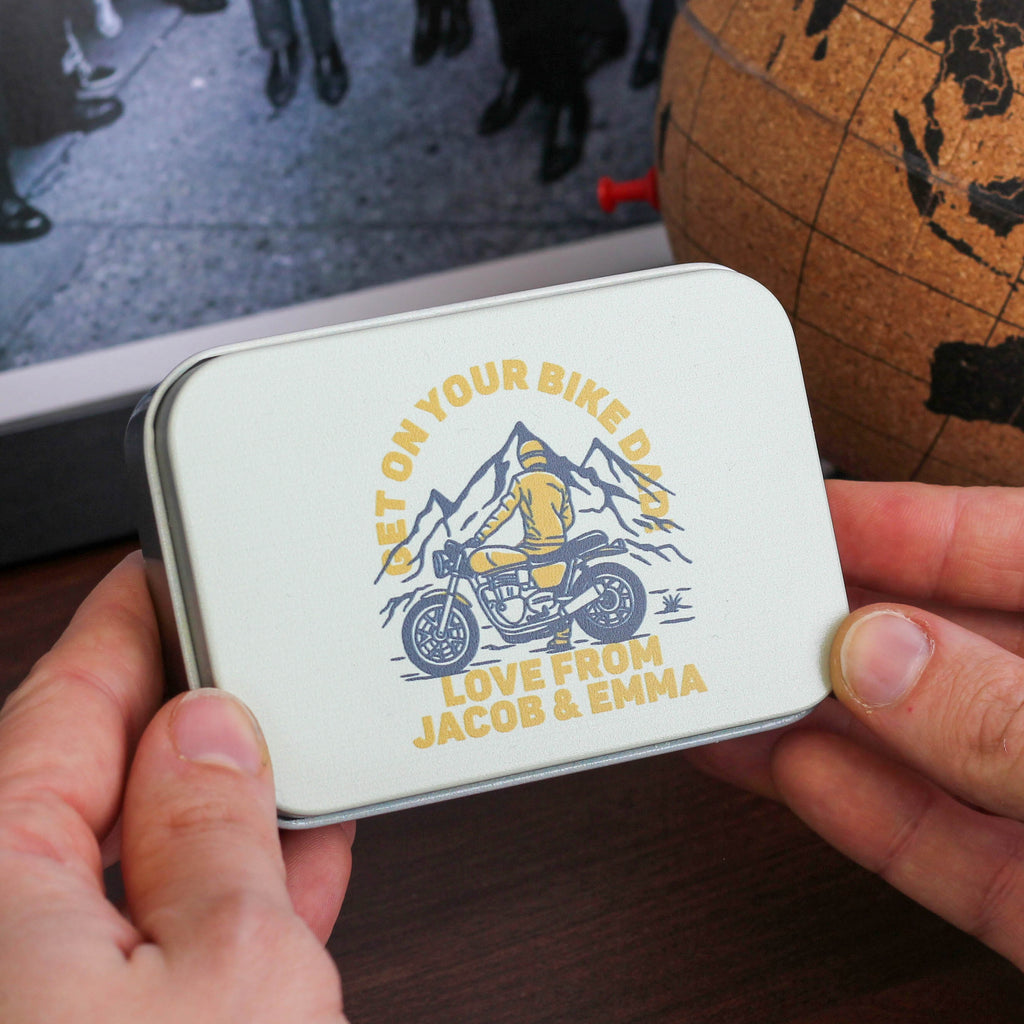 Personalised Motorbike Adventure Travel Tool Tin Gift For Him