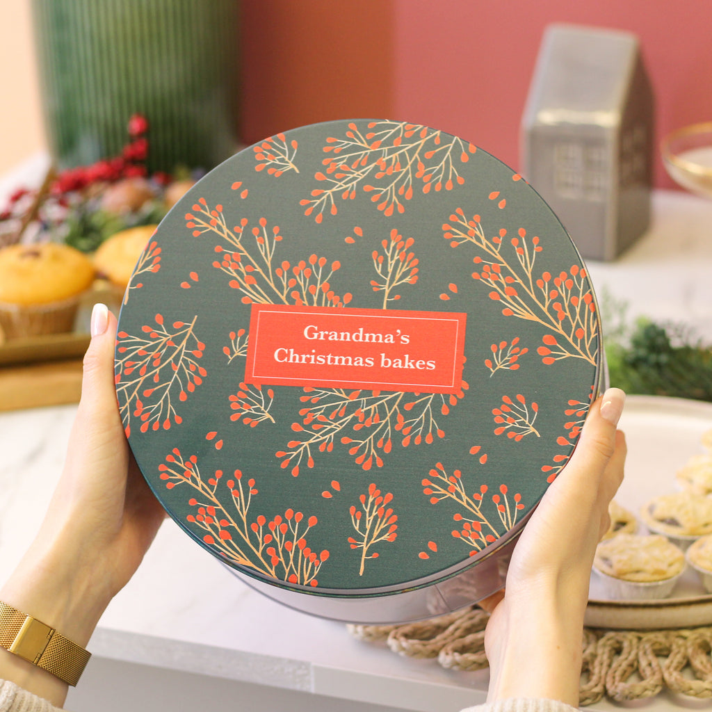 Personalised Christmas Floral Tin Gift For The Home Small And Large Bundle