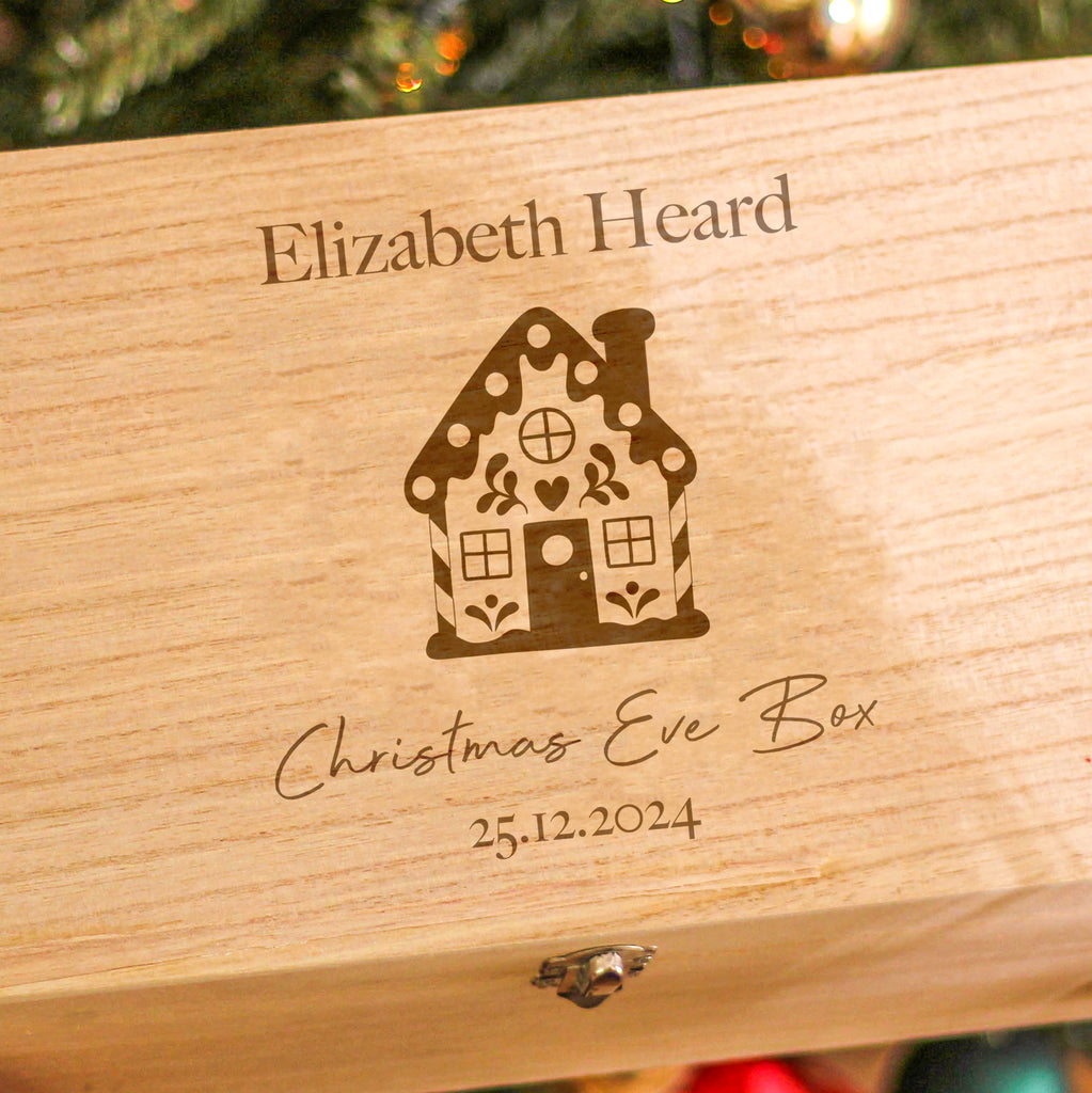 Personalised Christmas Eve Snowy House Keepsake Box Gift For Kids