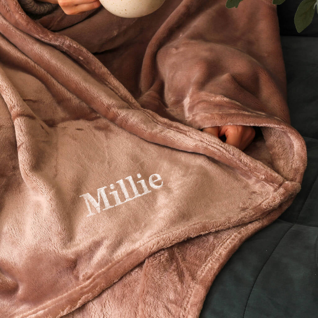 Personalised Embroidery Blanket Throw Cosy Gift For The Home