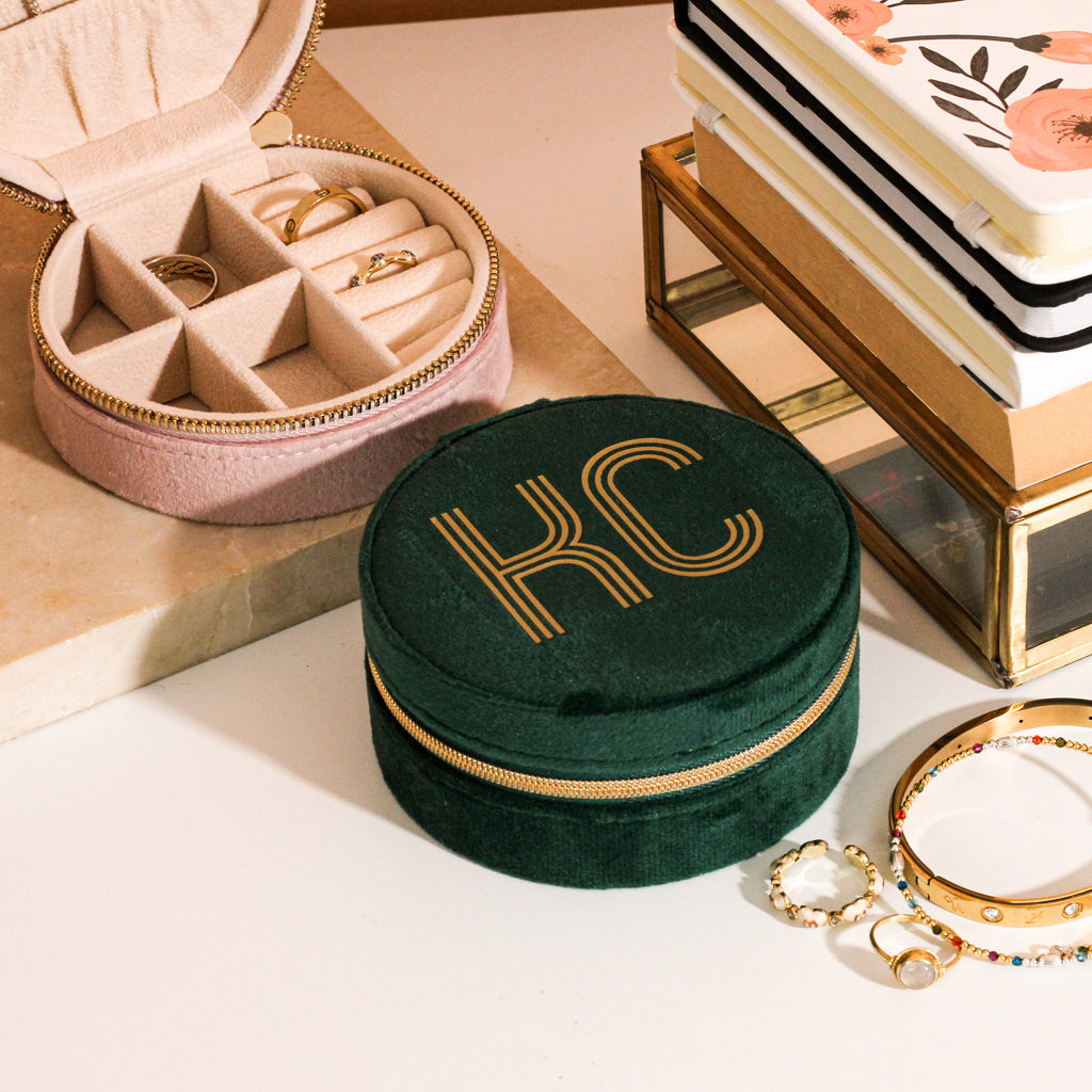 Personalised Initials Velvet Jewellery Box