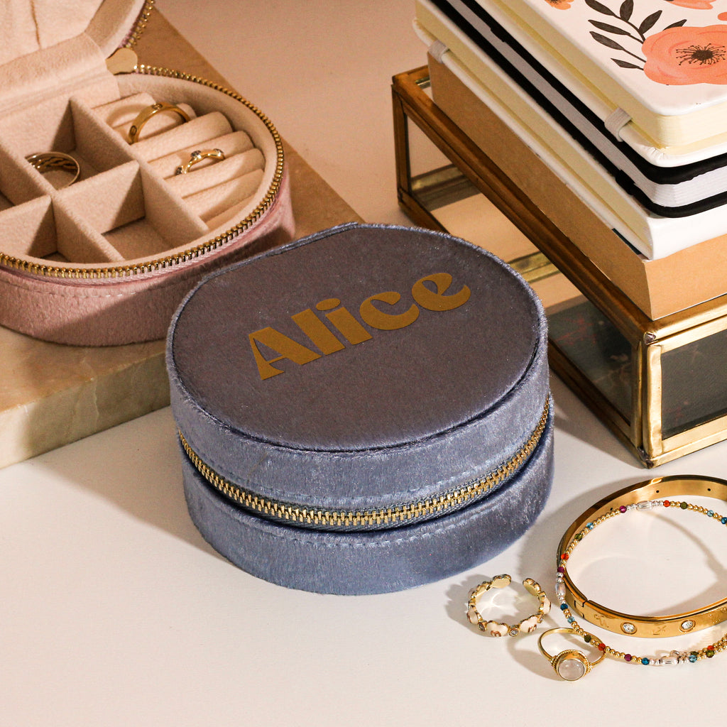 Personalised Velvet Name Jewellery Box Gift For Her