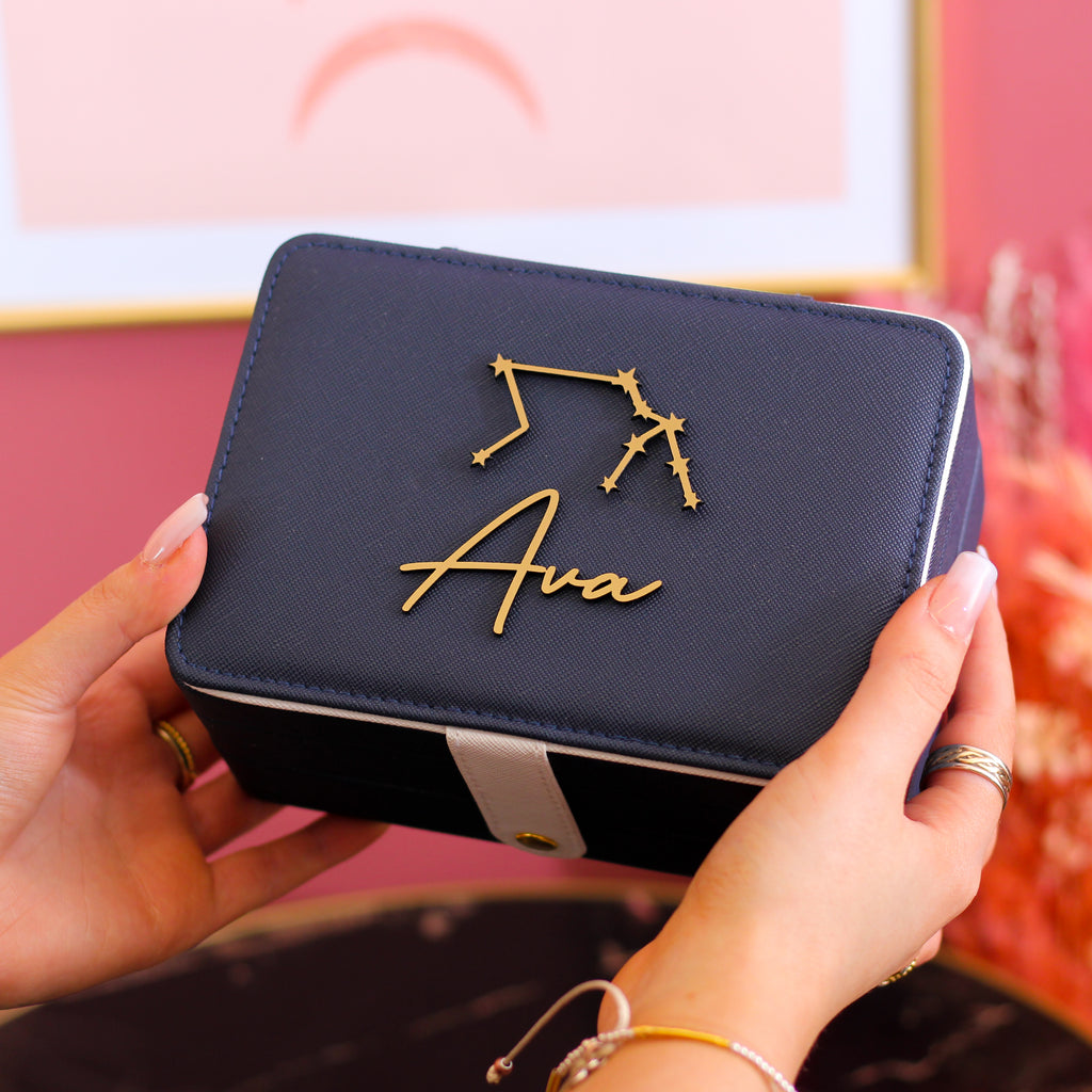 Personalised Gold Star Sign Jewellery Box