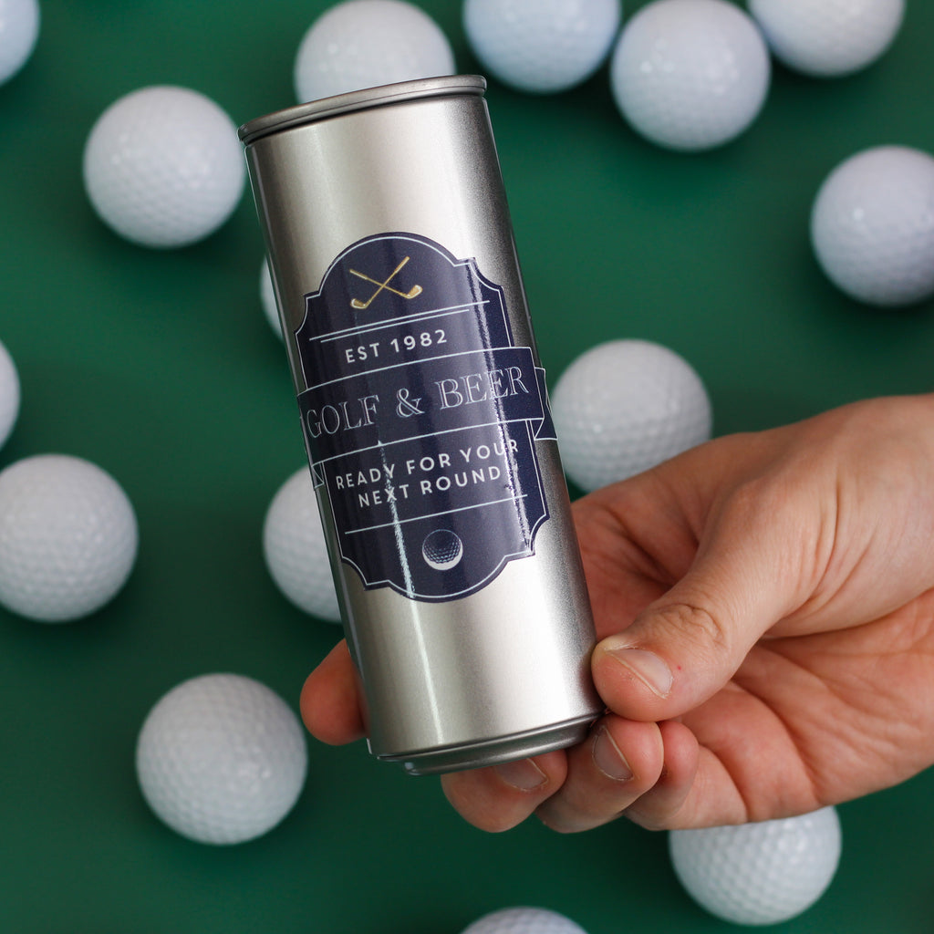 Personalised Dads Beer Golf Beer Tin With Balls