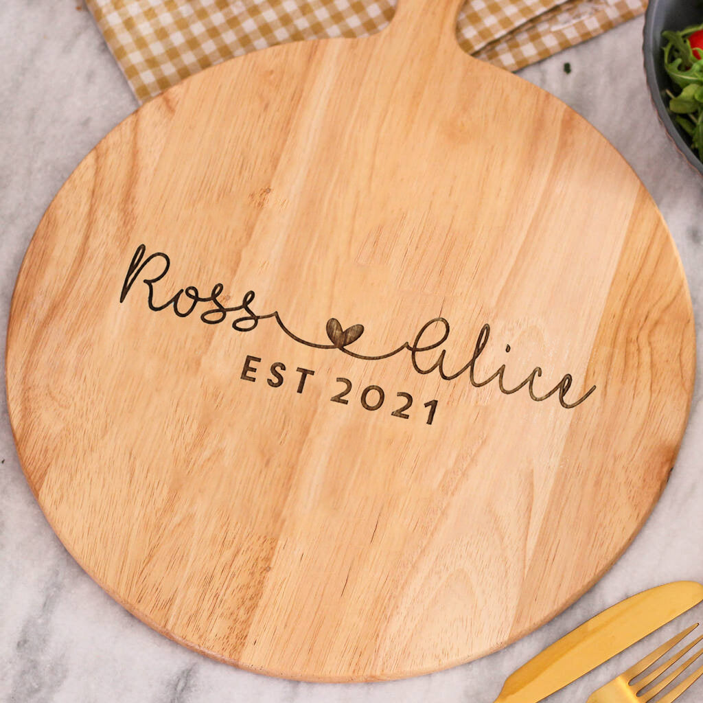 Personalised Couples Heart Pizza Board Gift For Wedding