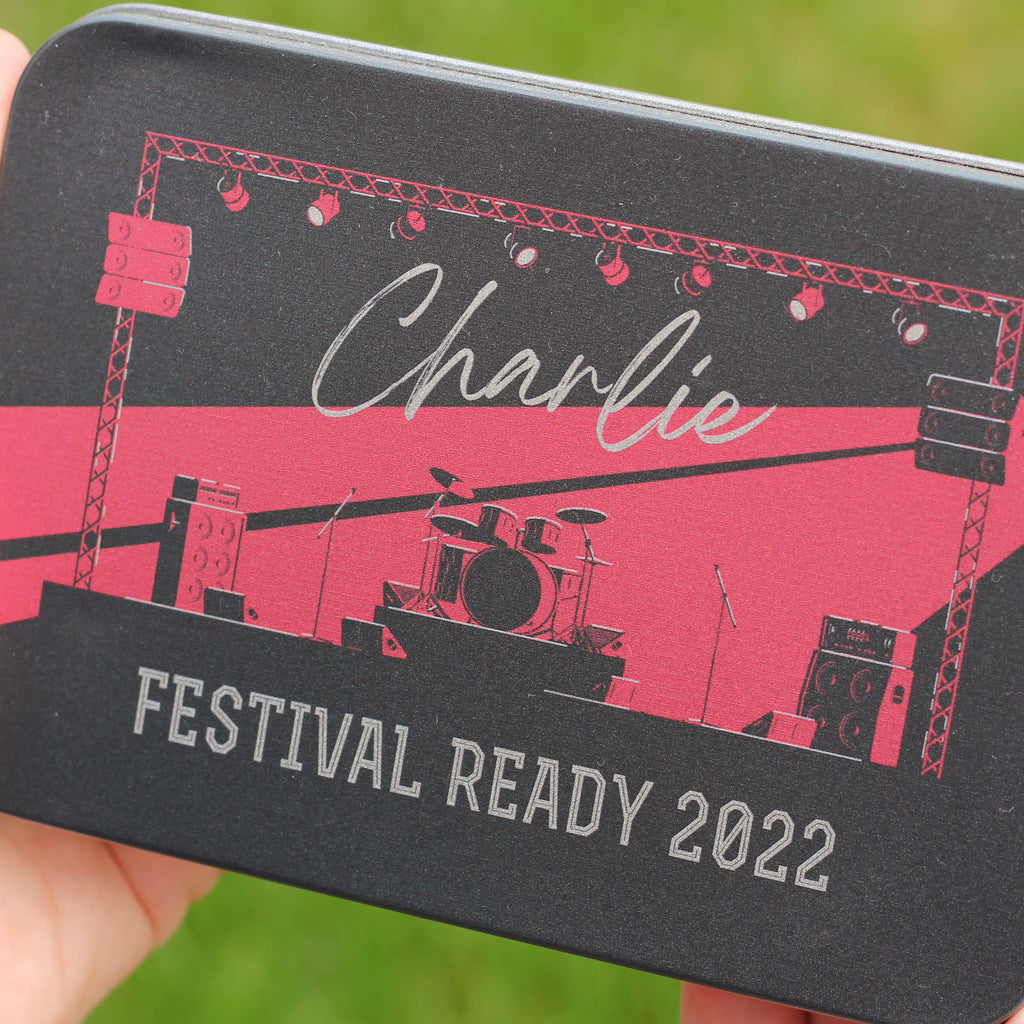 Personalised Rock Festival Cutlery Tin Travel Gift