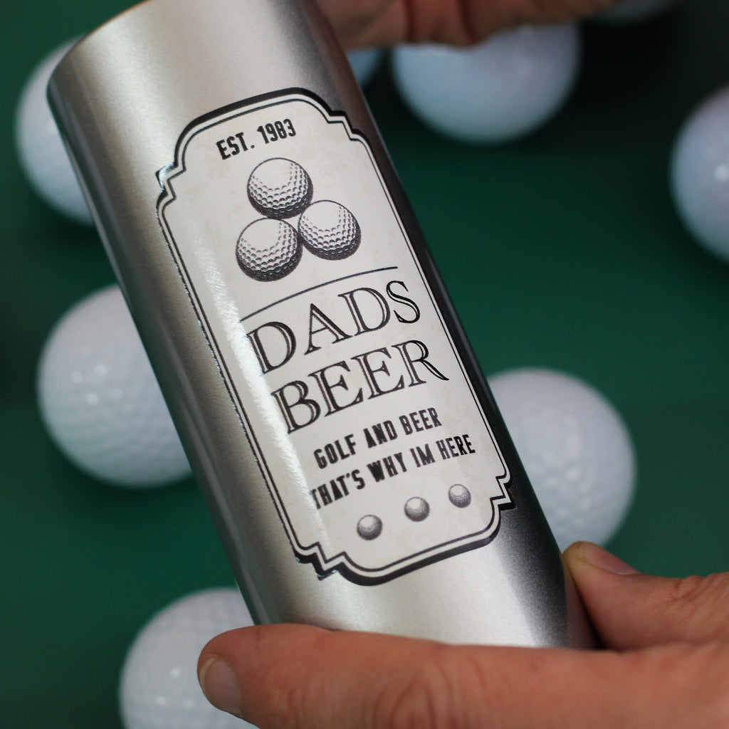 Personalised Golf And Beer Can With Golf Balls For Dad