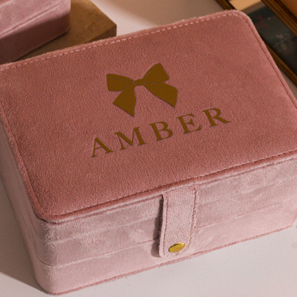 Personalised Velvet Jewellery Box Travel Gift For Her Or Home