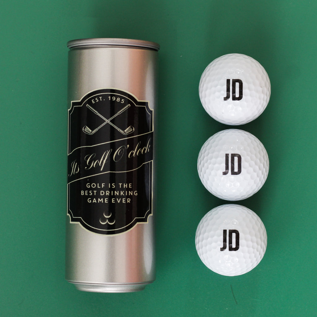 Personalised Golf Or Beer Can Gift With Matching Balls