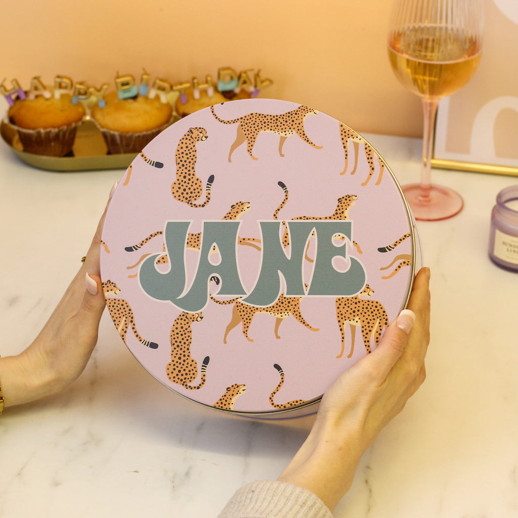 Personalised Leopard Cake Tin Small And Large Bundle