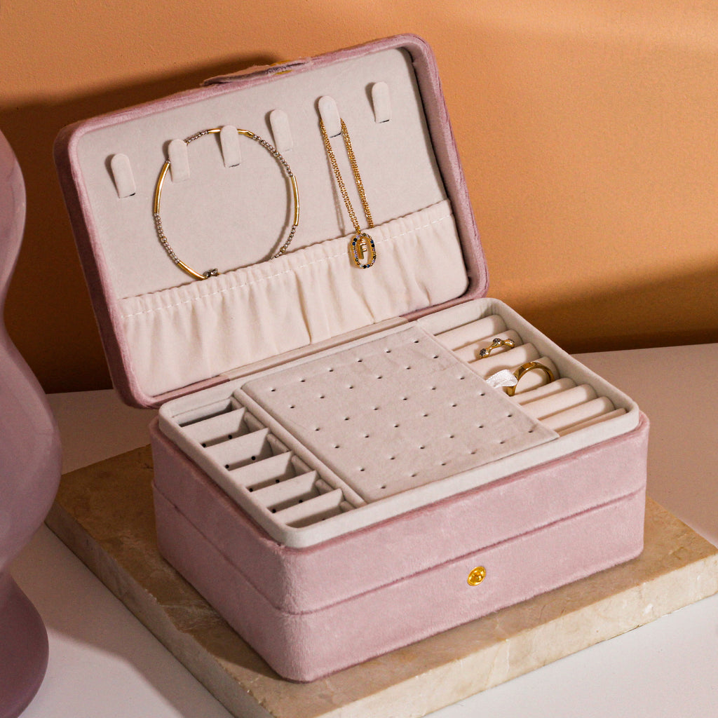 Personalised Velvet Initials Jewellery Box For Her