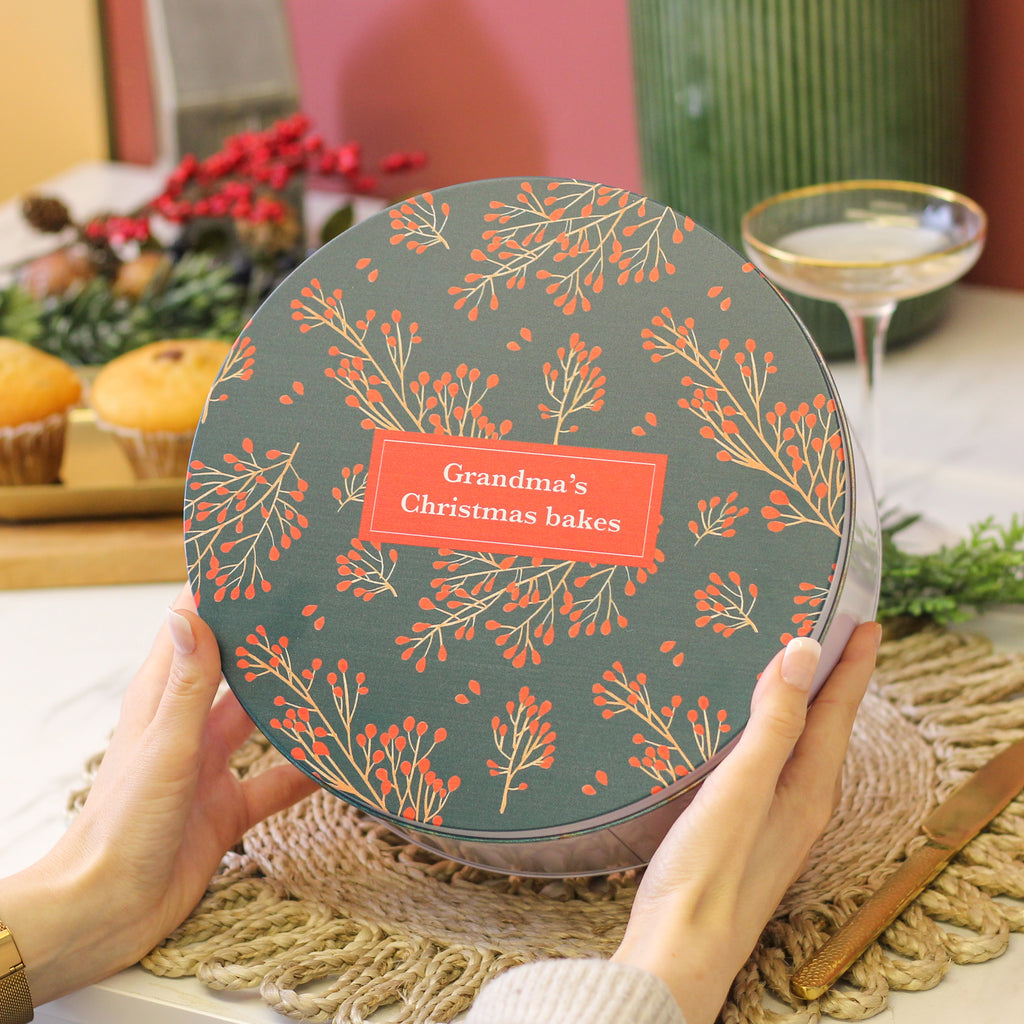 Personalised Christmas Floral Tin Gift For The Home Small And Large Bundle