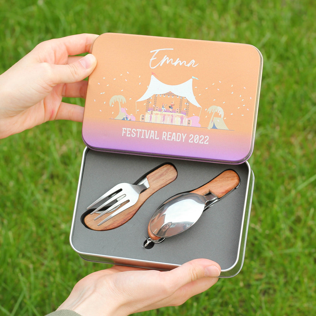 Personalised Music Festival Cutlery Tin Gift