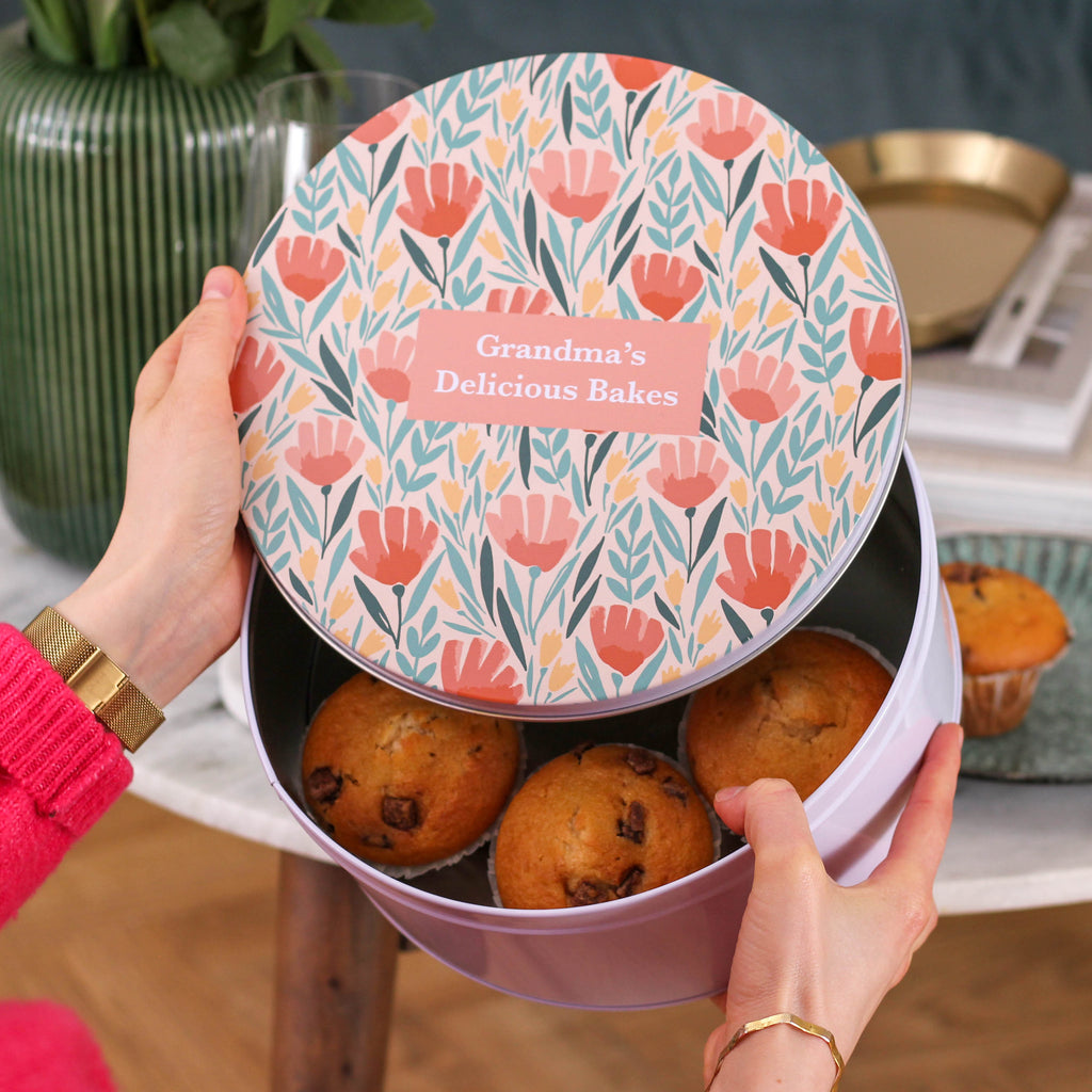 Personalised Grandma's Bakes Floral Cake Tin For Baking Small And Large Bundle