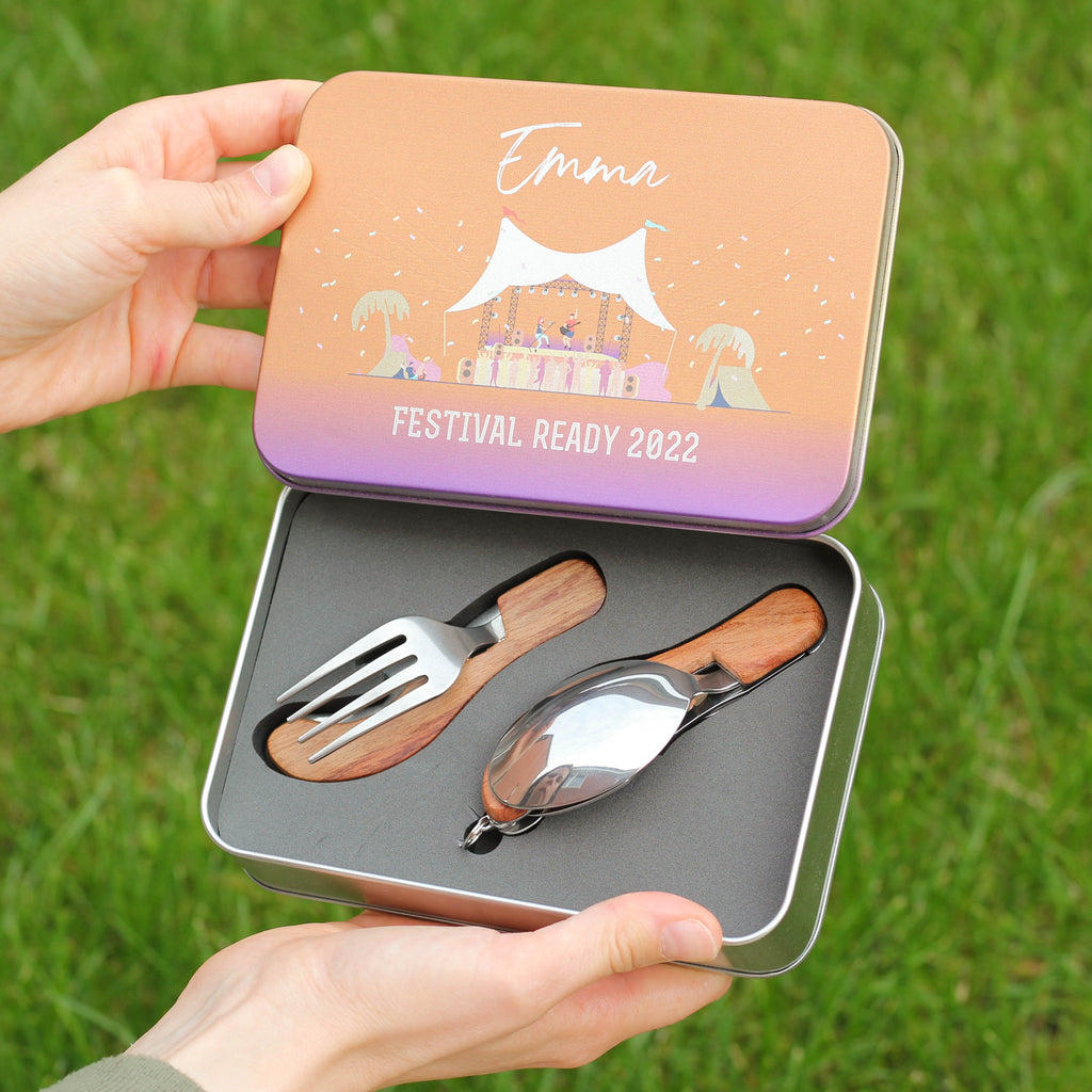 Personalised Music Festival Cutlery Tin Gift