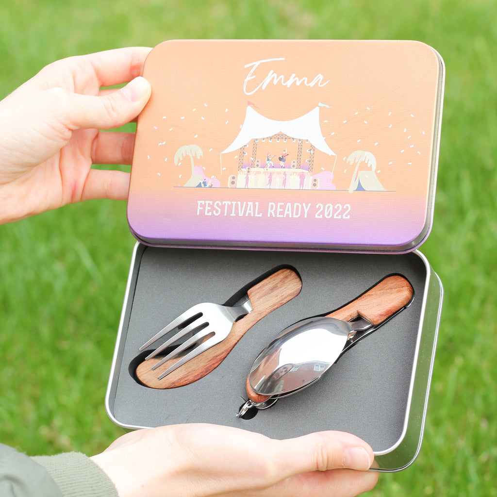 Personalised Music Festival Cutlery Tin Gift