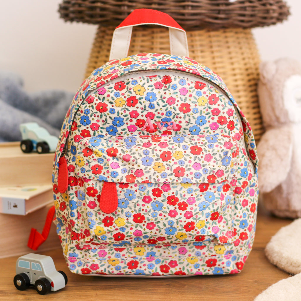 Personalised Embroidery Floral Children's School Bag