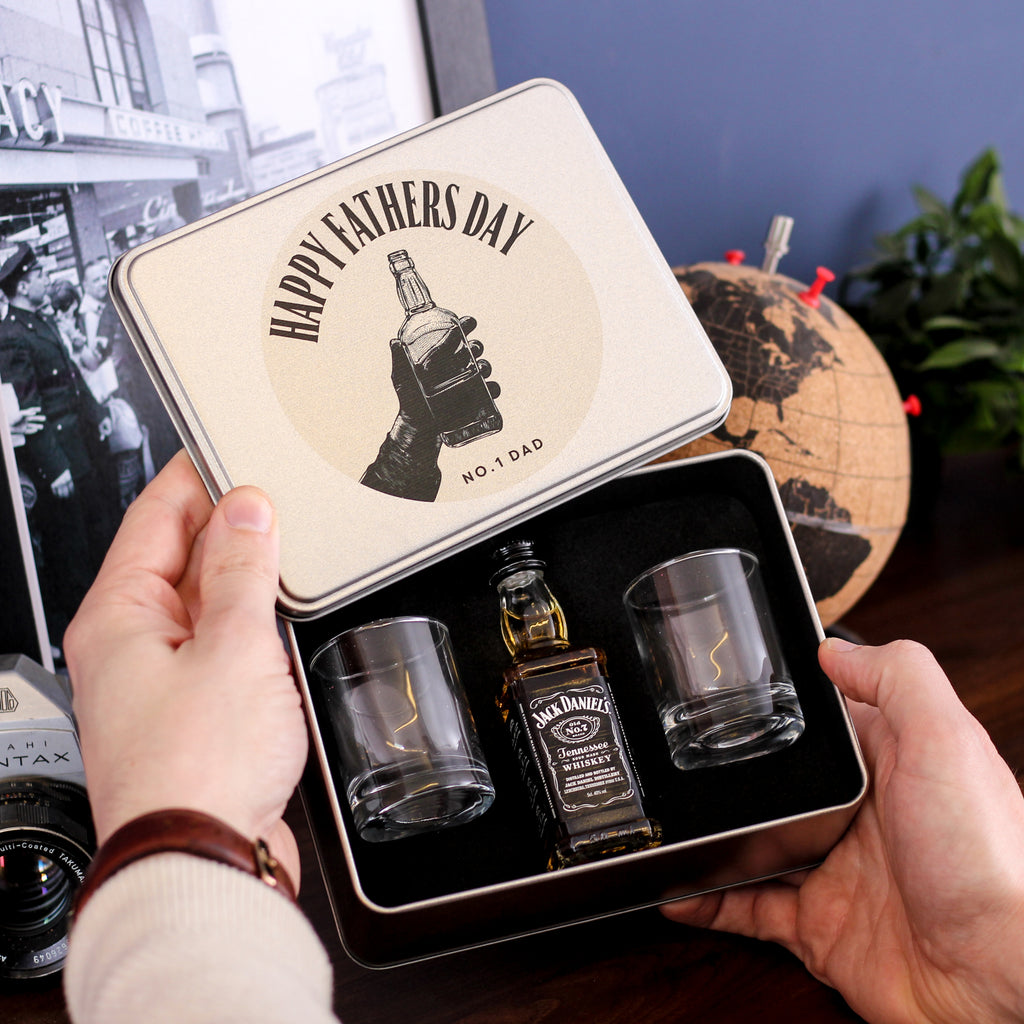 Personalised Whiskey Tin Gift Set For Dad Or Him