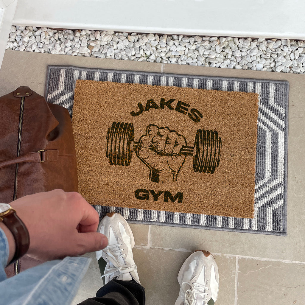 Personalised Home Gym Doormat Gift For His Garage Or Man Cave