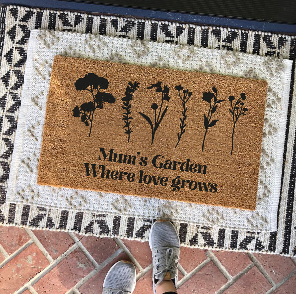 Personalised Flowers Doormat For Mum's Garden Gift