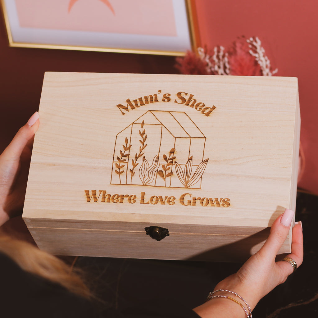 Personalised Mum's Garden Shed Keepsake Box For Her